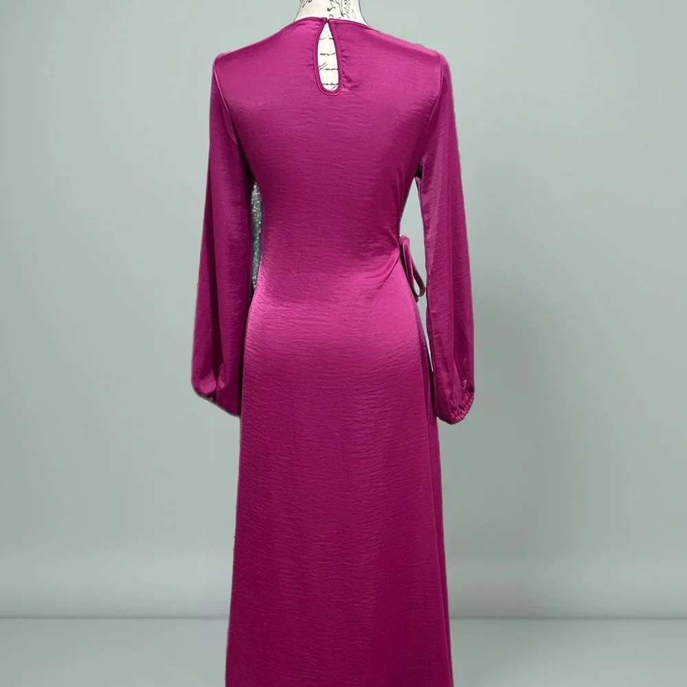 House of Harlow Magenta Long Sleeve Stain Dress Sz XS NWT - Picture 2 of 8